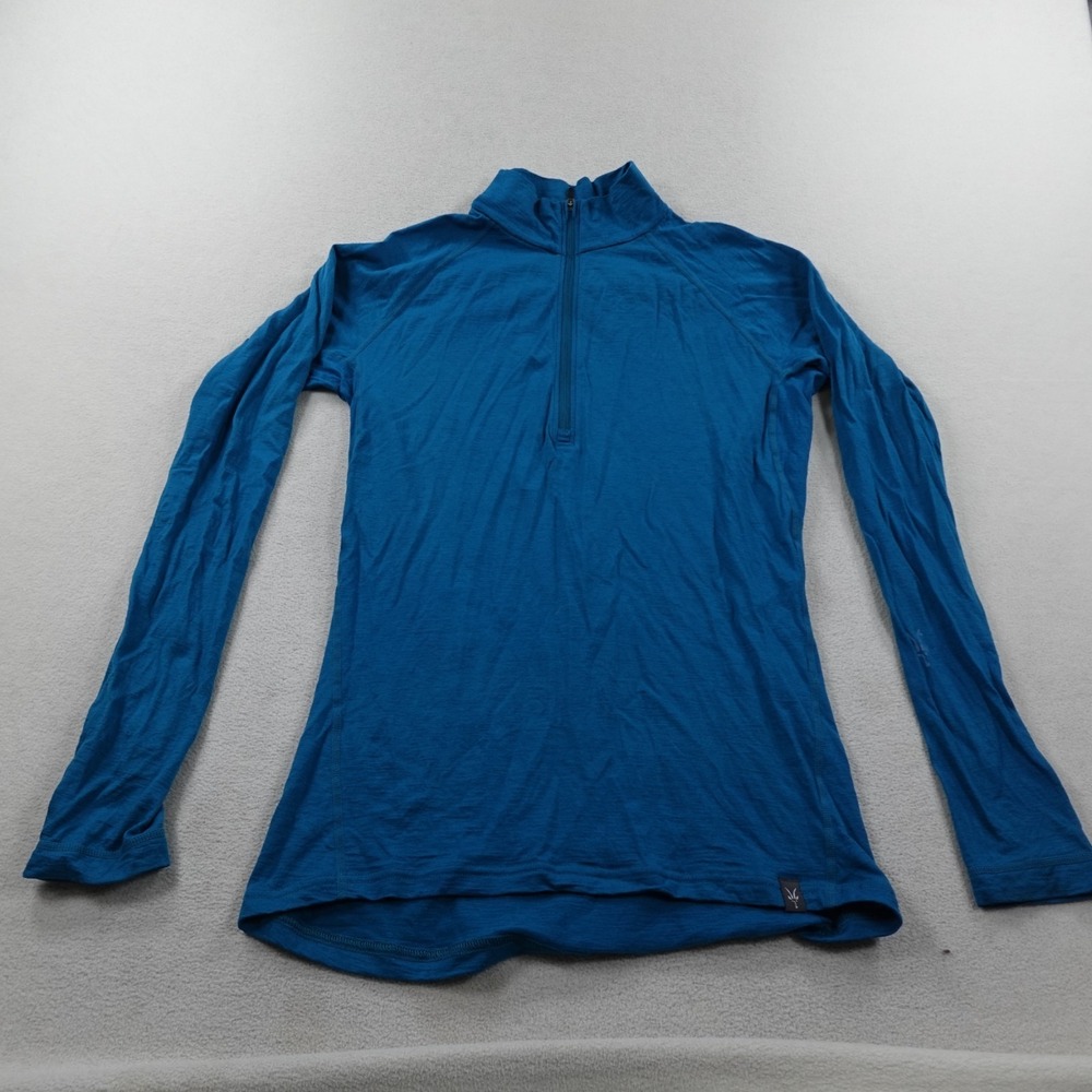 Ibex Woolies Pro Tec 1/4 Zip Pullover Mens Medium Blue Baselayer Hiking Wool